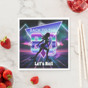 Vaporwave Roller Skate Birthday Party Napkins