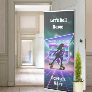 Vaporwave Roller Skate Birthday Party Retractable Banner