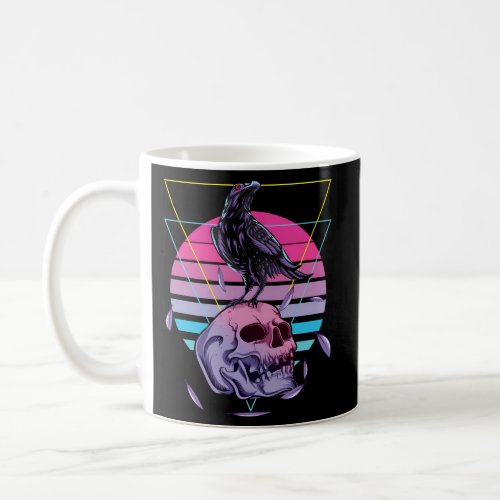 Vaporwave Skull And Crow Aesthetic Pastel Goth Coffee Mug