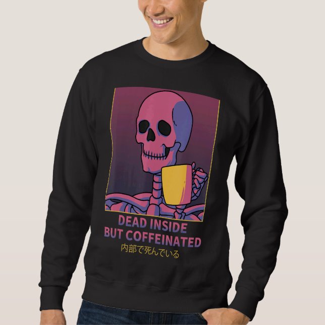 Vaporwave Skull Dead But Coffinated Skeleton Sweatshirt (Front)