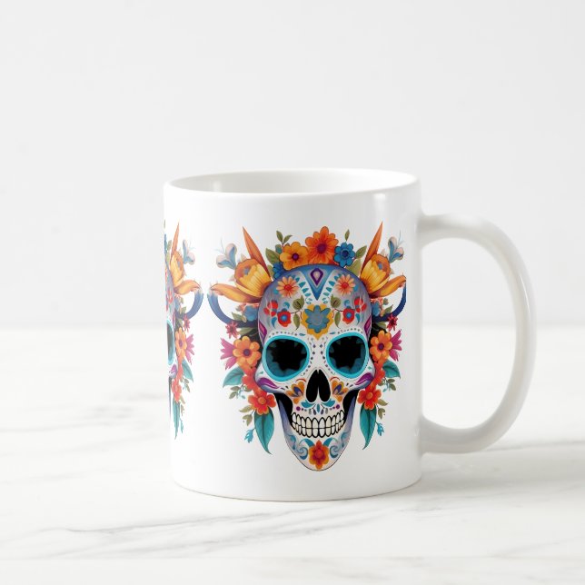 Vaporwave_Skull_Sunset_with_Neon_Tropical_Vibes-re Coffee Mug (Right)