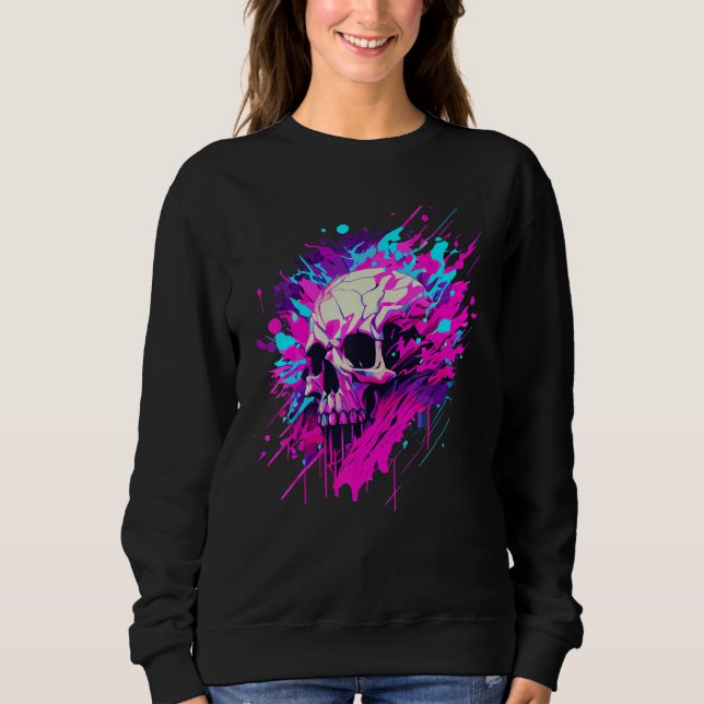 Vaporwave Skull Urban Aesthetic Pastel Goth Street Sweatshirt (Front)