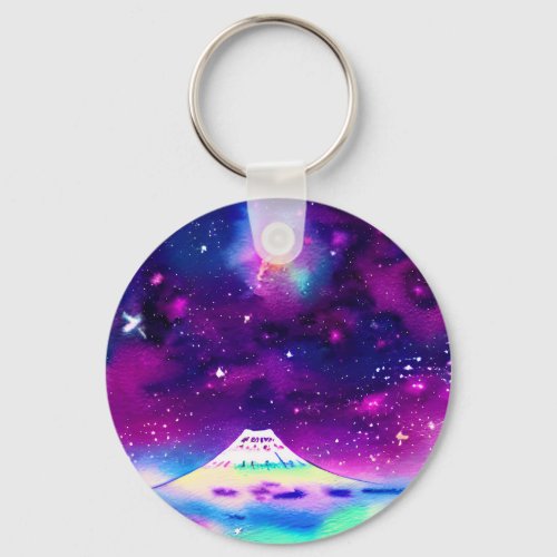 Vaporwave Space and Mountains Keychain