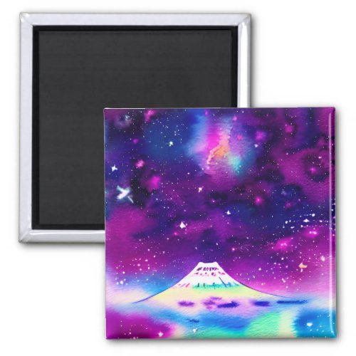 Vaporwave Space and Mountains Magnet