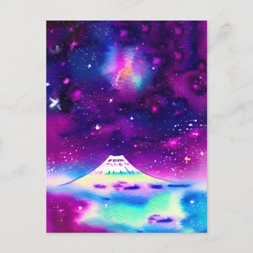 Vaporwave Space and Mountains Postcard