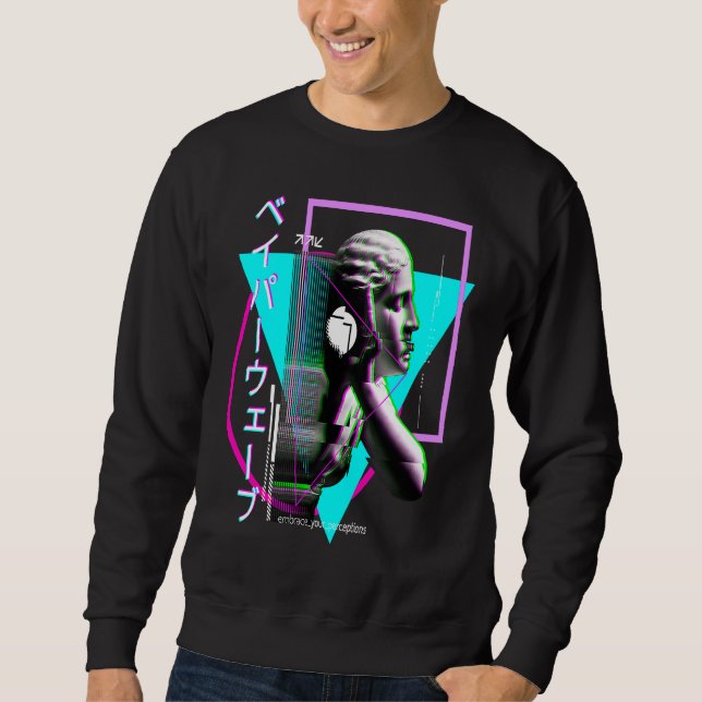 Vaporwave Statue Aesthetic Glitch Japanese Otaku Sweatshirt (Front)