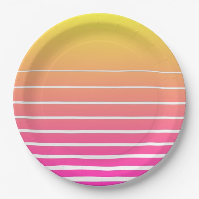 Vaporwave Sun Paper Plates (Front)