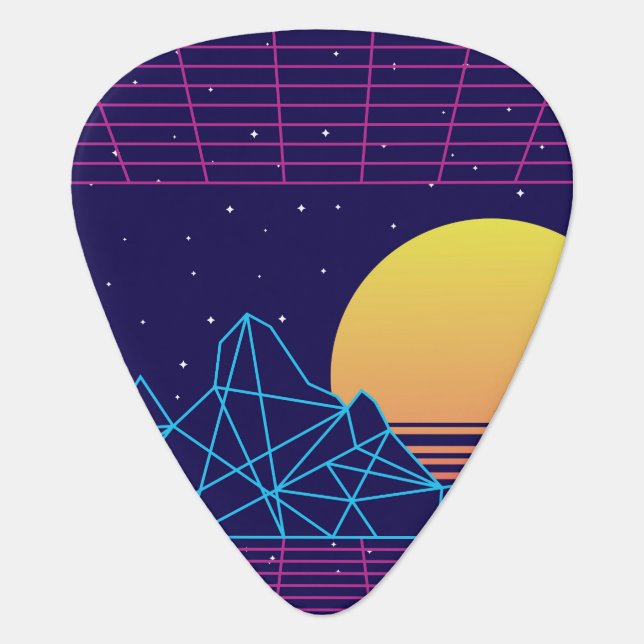 Vaporwave Sunset Guitar Pick (Front)