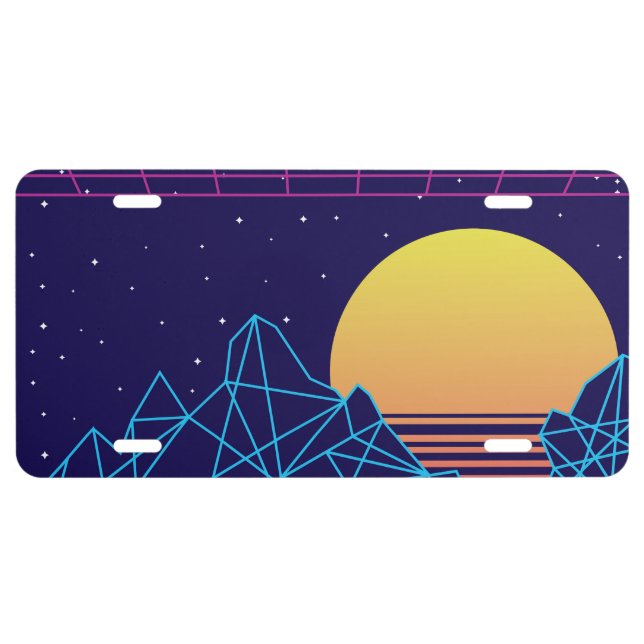 Vaporwave Sunset License Plate (Front)