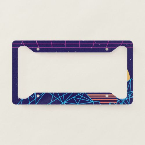 Vaporwave Sunset License Plate Frame