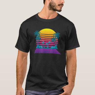Vaporwave Sunset Palm Trees Retro 90s Art Tropical T-Shirt