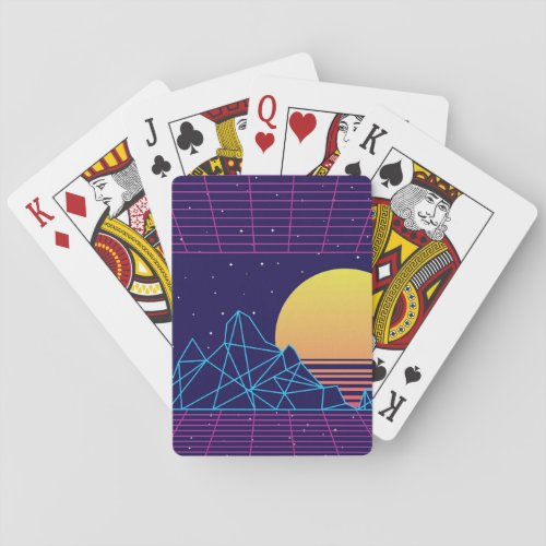 Vaporwave Sunset Poker Cards