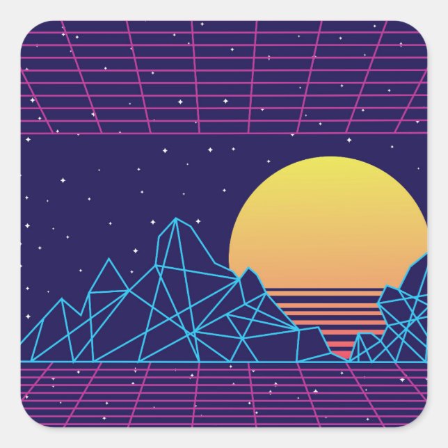 Vaporwave Sunset Square Sticker (Front)
