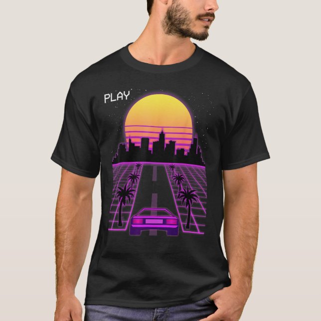 Vaporwave Sunset Synthwave Cyberpunk Outrun 80s Me T-Shirt (Front)