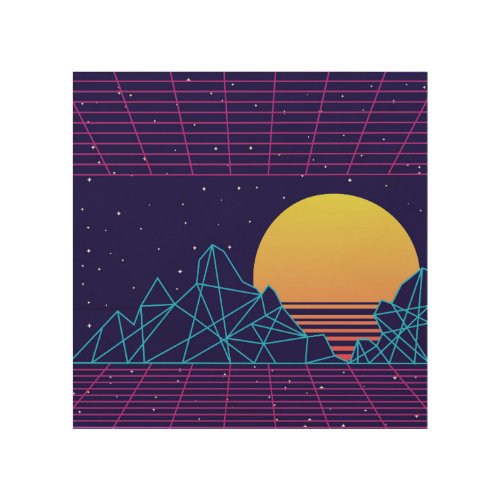 Vaporwave Sunset Wood Wall Art