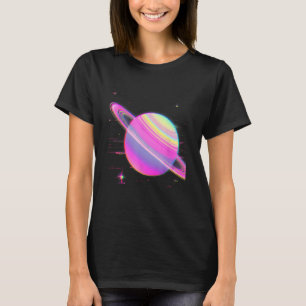 Vaporwave Synthwave Glitch Saturn 80s 90s Y2K Aest T-Shirt