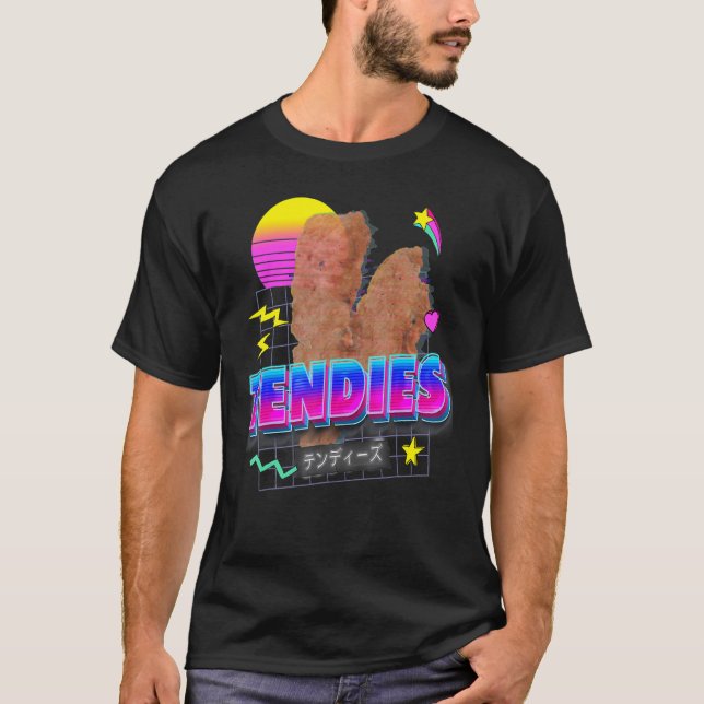Vaporwave Tendies Chicken Tenders Japanese Kanji T-Shirt (Front)