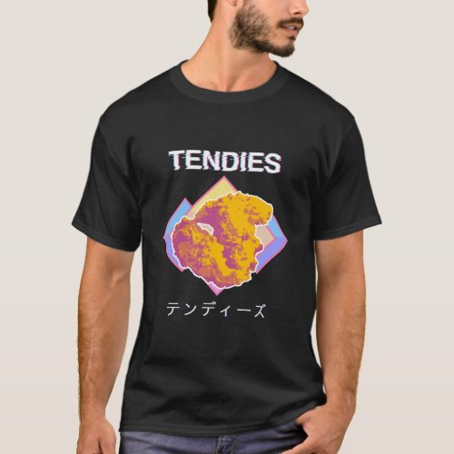 Vaporwave Tendies Chicken Tenders Japanese Kanji T_Shirt