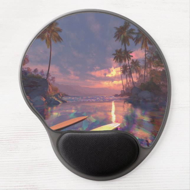 Vaporwave Tropical Sunset Pool Mousepad (Front)