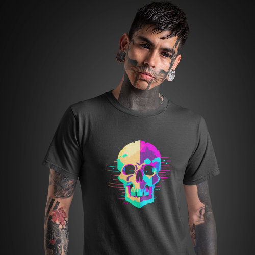 Vaporwave Y2K Aesthetic Skull _ Debug or Die Skull T_Shirt