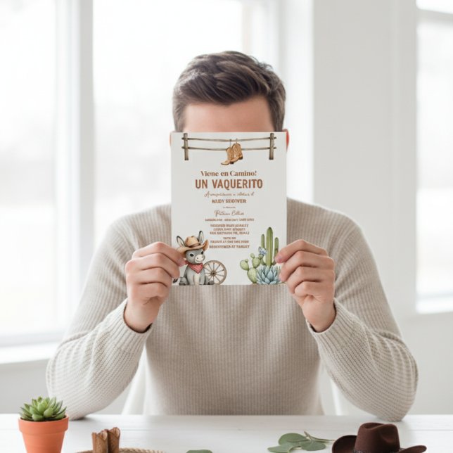 Vaquerito en Camino Spanish cowboy baby shower Invitation (Creator Uploaded)