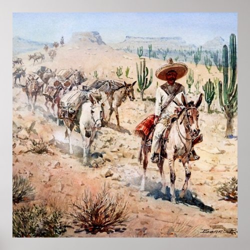 Vaquero Pack Train by Edward Borein Poster