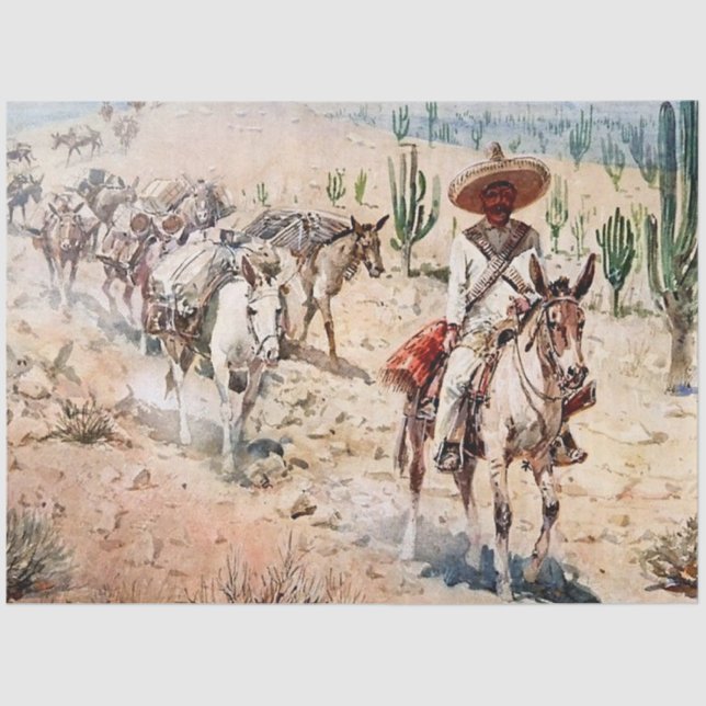 “Vaquero Pack Train” by Edward Borein Tissue Paper (Front)