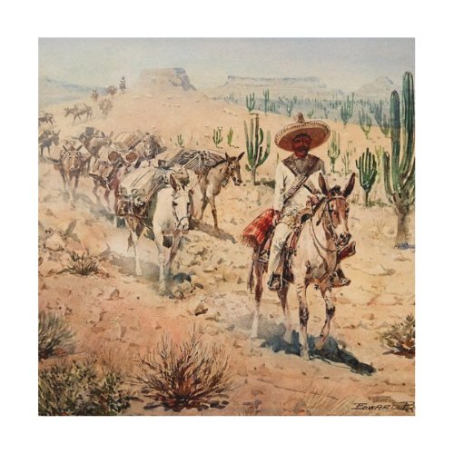 Vaquero Pack Train by Edward Borein Wood Wall Art