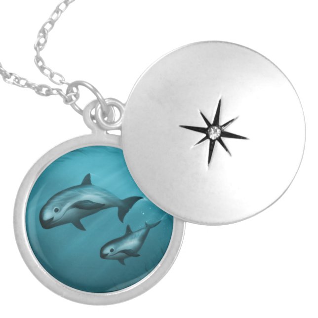 Vaquita Porpoises Locket Necklace (Front)