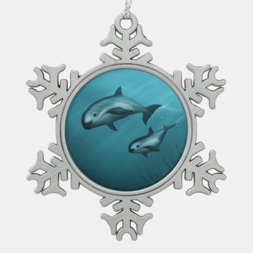 Vaquita Porpoises Snowflake Pewter Christmas Ornament