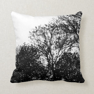 Vår - Trees in Summer (Black on White) Throw Pillow