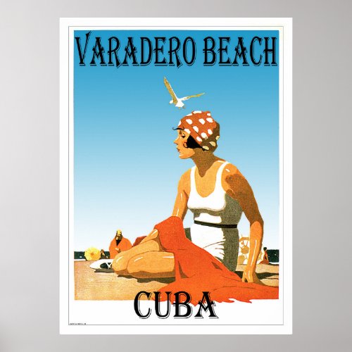Varadero Beach Cuba Vintage 1920s Retro Poster