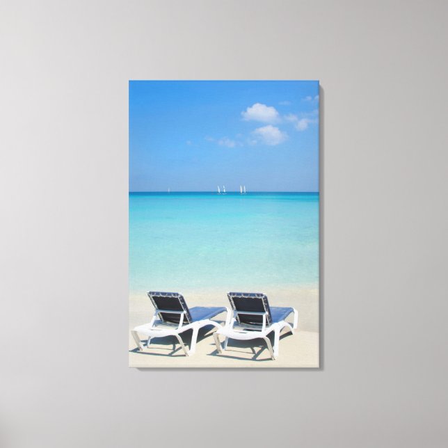 Varadero, Cuba. Sand And Beach Chairs Canvas Print (Front)