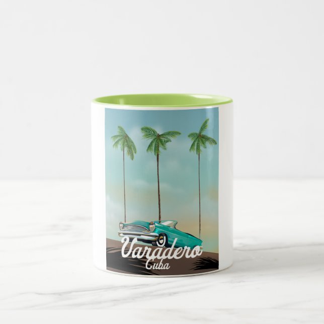 Varadero Cuba Travel poster Two-Tone Coffee Mug (Center)