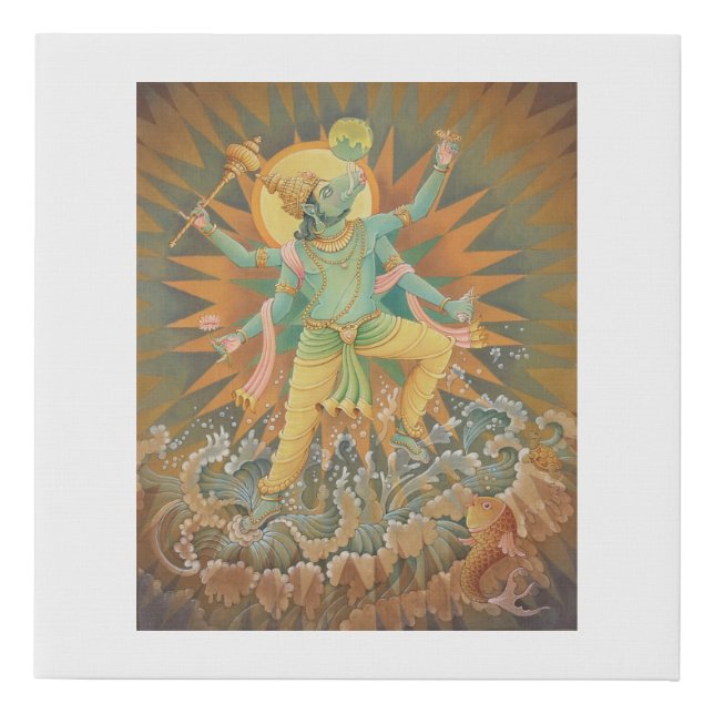 Varaha Avatar - the boar incarnation of God Vishnu Faux Canvas Print (Front)