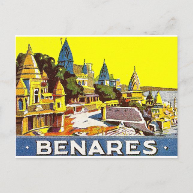 Varanasi city, India. Ganges river and temples Postcard (Front)