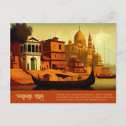 Varanasi India Painting Postcard