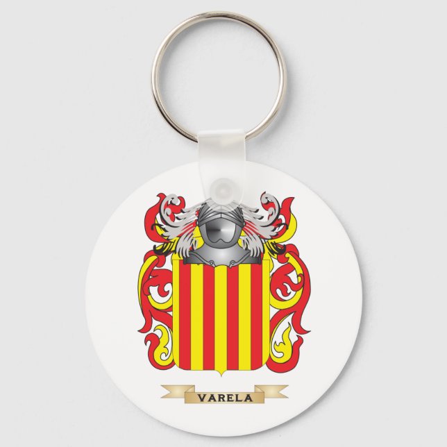 Varela Family Crest (Coat of Arms) Keychain (Front)