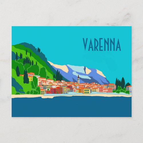 Varenna Como Italy Illustration Travel Postcard