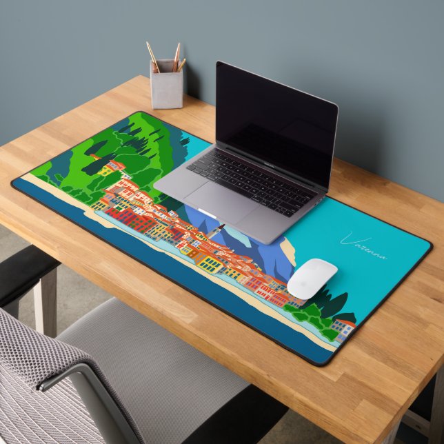 Varenna Lake Como Italy Illustration Travel Desk Mat (Office 2)