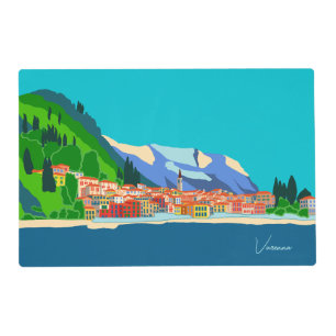 Varenna Lake Como Italy Illustration Travel Placemat