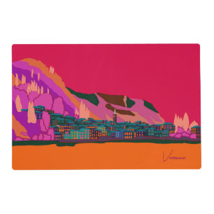Varenna Lake Como Italy Illustration Travel Placemat