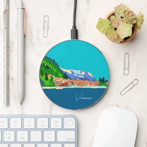 Varenna Lake Como Italy Illustration Travel Wireless Charger