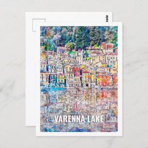 Varenna Lake Como Italy Travel Place Watercolor Postcard