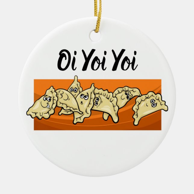 Varenyky Perogies Ceramic Christmas Tree Ornament (Front)