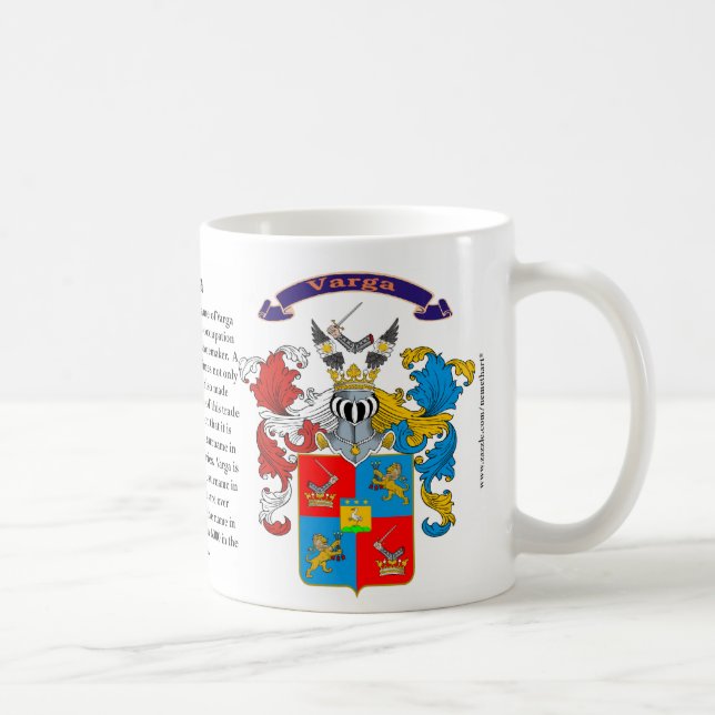 Varga Family Crest including the History and Meani Coffee Mug (Right)