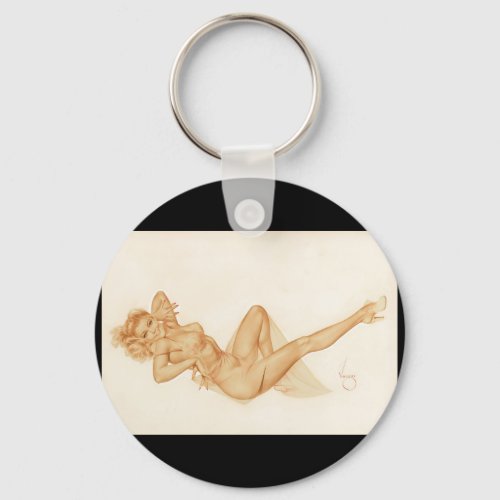 Varga Girl circa 1940s_50s Pin Up Art Keychain