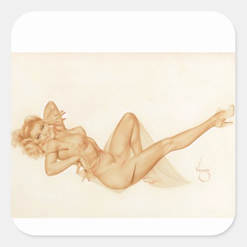 Varga Girl circa 1940s_50s Pin Up Art Square Sticker