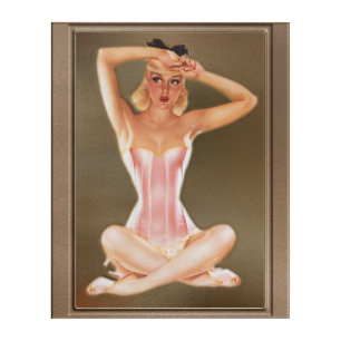 Varga Girl In A Pink Corset by Alberto Vargas Acrylic Print