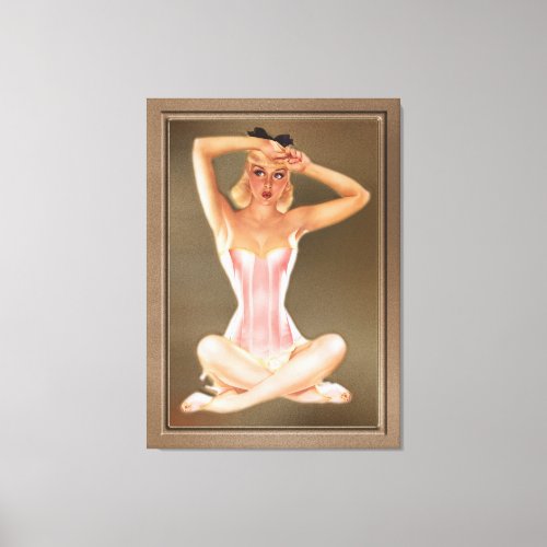 Varga Girl In A Pink Corset by Alberto Vargas Canvas Print